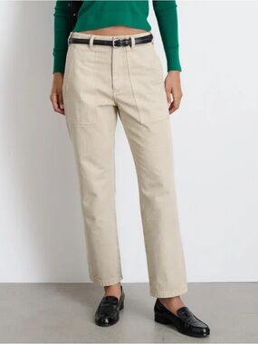 ALEX MILL Women’s Neil Paint in Herringbone, Putty, khaki straight leg